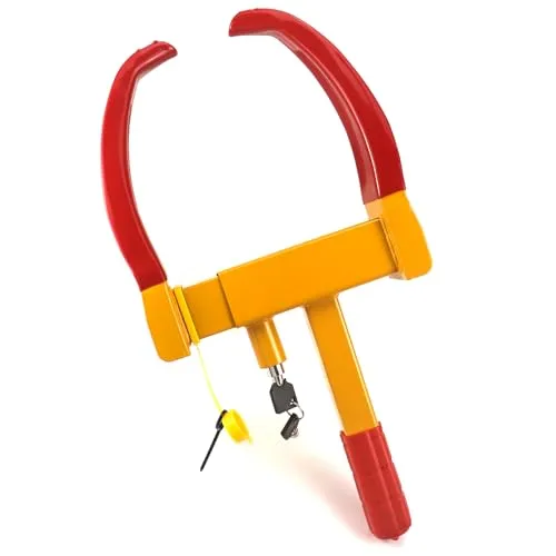 QWORK® Parkkralle Radkralle 9-Loch with 2 Schlüsseln, Diebstahlsicherung für Autos, Anhänger, Wohnwagen, Wohnmobil, Passend bis 285mm Reifenbreite