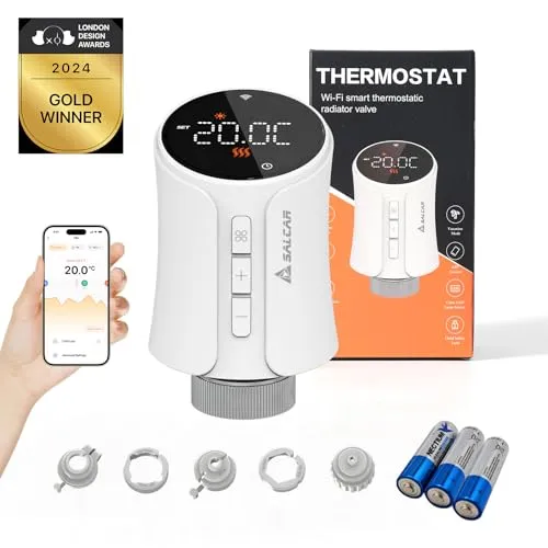 SALCAR Smartes Heizkörperthermostat - WiFi Heizungsthermostat, kompatibel mit Amazon Alexa und Google Home, spart bis zu 30% Energie