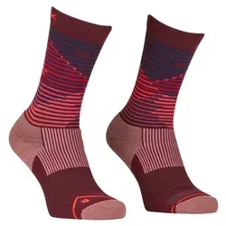 Ortovox All Mountain Mid Socks Women winetasting (39-41) - Sportsocken für Bergtouren, aus feiner Merinowolle für Temperatur- und Feuchtigkeitsregulierung, mit gepolstertem Fersen- und Zehenbereich für dämpfenden Komfort und rutschfreien Sitz.
