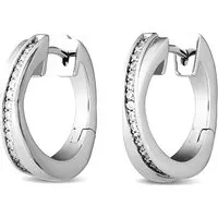 JETTE Damen-Creolen 925er Silber mit Zirkonia in silber von JETTE