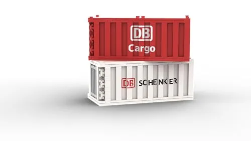 Stone Heap | 2 Offiziell lizenzierte 20 Fuß Container | DB Cargo & DB Schenker | kompatibel mit gängigen Bausteinsystemen | Detailgetreu & ideal