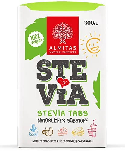 Stevia Tabs (300st) Made in Germany, ohne Erythrit, laktosefrei, nur für Heißgetränke geeignet