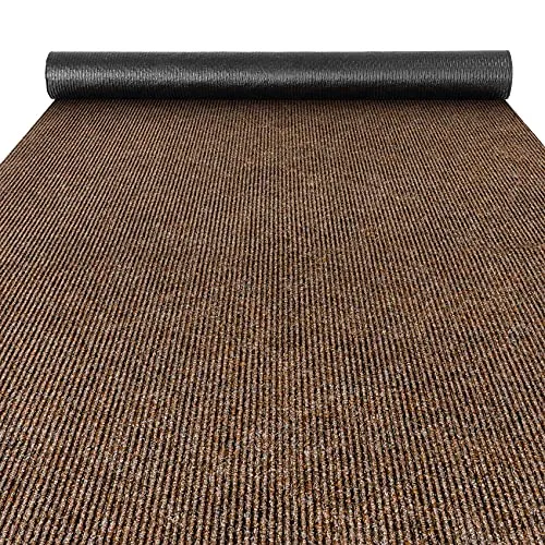 ANRO Flurläufer Schmutzfangmatte Sauberlaufmatte Teppich Läufer Schmutzfangläufer Metwerware gerippt Dunkelbraun 100x350cm