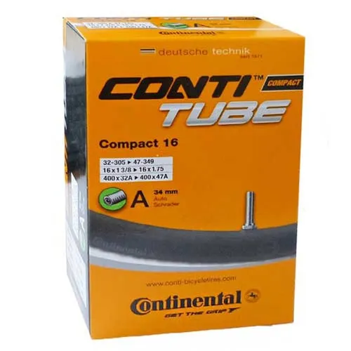 Continental Fahrradschlauch Compact mit Auto Ventil 16 Zoll 32-47/305-349 A34
