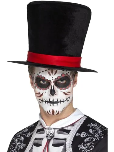 Smiffys Tag der Toten Zylinder, Schwarz Halloween