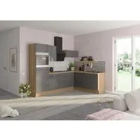 L-Küche Anthrazit Glanz 270 x 200 cm mit Geräten