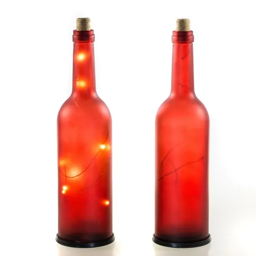 LED Weinflasche Glasflasche Flasche,10 LEDs,batteriebetrieben,In & Outdoor -rot