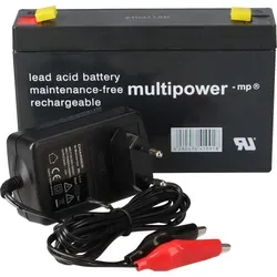 Multipower Set - 6V 7Ah Bleiakku mit 0,6A Ladegerät - Batterien & Akkus: Hochwertiger 6V 7Ah Bleiakku mit vielseitigem 0,6A Ladegerät, ideal für Notbeleuchtung, Alarmtechnik und Freizeitaktivitäten. Überladeschutz & LED-Anzeige sorgen für sichere Nutzung.