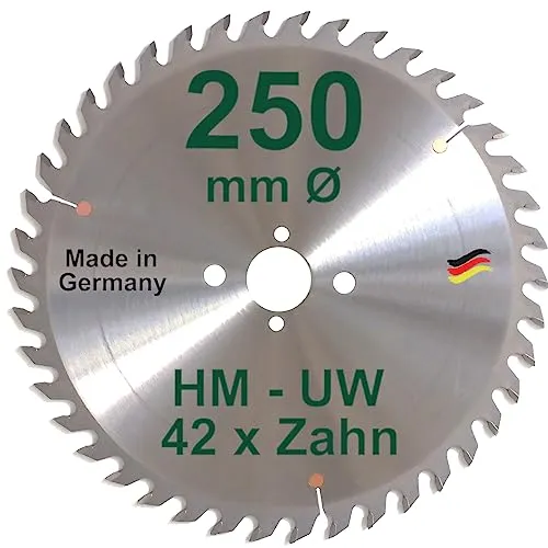 HM Sägeblatt 250 x 30 mm Zähne 42 UW Kreissägeblatt Handkreissäge 250mm Ersatzsägeblatt für AEG Atlas Copco De Walt Elektra Elu Emco Festo Flott Haffner Kity Kress Mafell Scheppach Schleicher Striebig