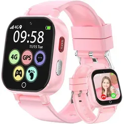 Kinder Smartwatch mit 4G, integriertem GPS, Videoanruf, SOS, Kamera, Schulmodus, Schrittzähler & Alarm