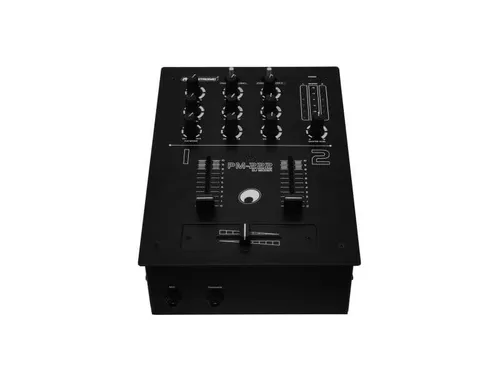 OMNITRONIC PM-222 2-Kanal DJ-Mixer - Mischpulte mit 2 Eingangskanälen, Vorverstärkungsregler und austauschbarem Crossfader für präzises Mixing. Ideal für professionelle DJs und Partys.