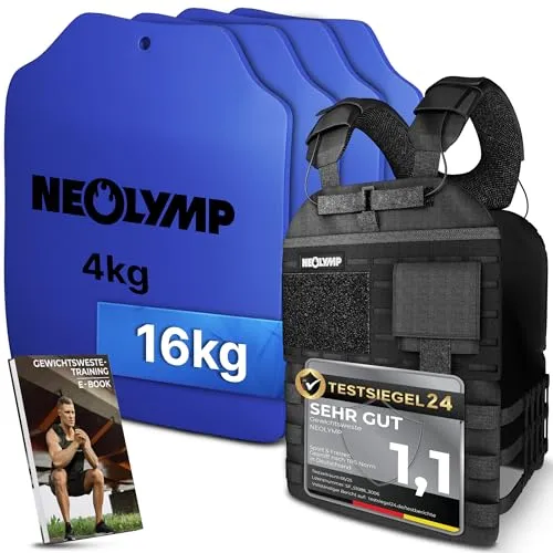 NEOLYMP Gewichtsweste 15 KG – Rutschfeste & Verstellbare Unisex Weighted Vest für Training - Ideal für dynamische Workouts – Die NEOLYMP Gewichtsweste bietet optimale Passform mit verstellbaren Schnallen und maximalen Halt. Robuste Bauweise und atmungsaktives Material für komfortable Trainingseinheiten drinnen und draußen.
