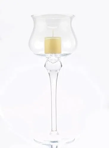 Glasvase, hoch, mit Fuß, 45 cm