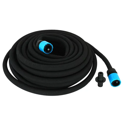 Bewässerungsschlauch 15m Schwarz mit Anschlussarmatur - Robuster 15m Gartenschlauch für präzise Bewässerung. Ideal für große Flächen, flexibel kürzbar und mit bis zu 5 Bar Druck für zuverlässige Wasserabgabe. Perfekt für die individuelle Gartenpflege.