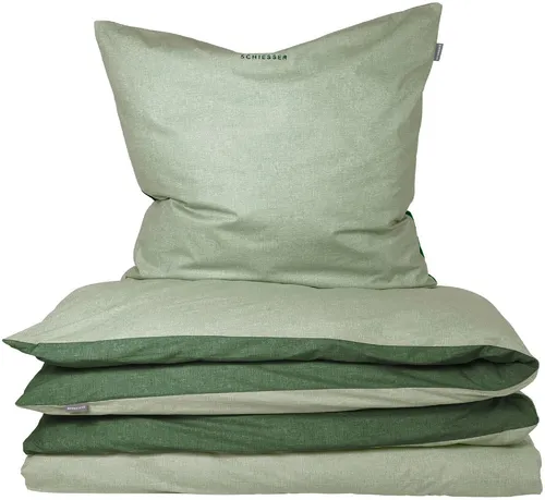 Schiesser Wendebettwäsche Doubleface aus Baumwolle - Bettwäsche-Set aus weichem Renforcé, 2-teilig, mit edlem Melangeeffekt und Wendefunktion, ideal für individuellen Schlafkomfort, Made in Green.