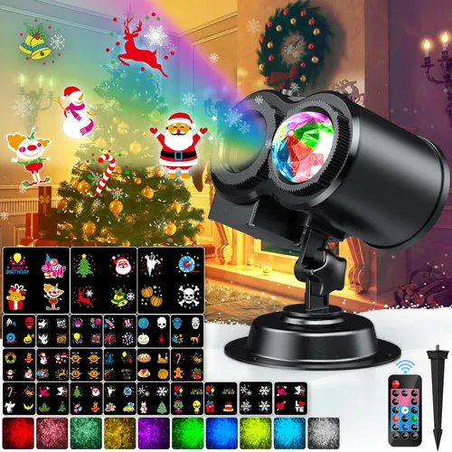 YAZEKY Weihnachtsprojektor mit 24 Filmen und Fernbedienung