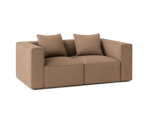 ebuy24 Sofa Box 2-Sitzer Sofa, 2 Dekokissen beige, braun.
