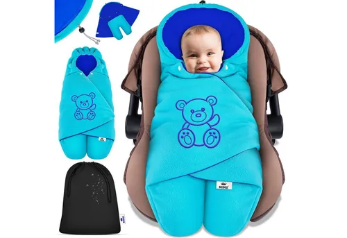 KIDIZ® Baby Einschlagdecke Winter mit Kapuze - Einschlagdecke für Kinderwagen, bietet optimalen Schutz vor Kälte und ist maschinenwaschbar. Ideal für Maxi-Cosi und Buggy dank cleverem Druckknopfsystem.