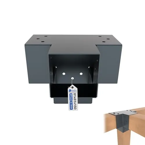 GeZu Impex Pfostenverbinder X 81x81mm Anthrazit Pulverbeschichtet Pergola 4-Wege Eckverbinder Pavillon DIY Holzbau-Halterung Steckverbinder Typ X Holzverbinder