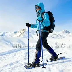 vidaXL 3 in 1 Schneeschuhe mit Wanderstöcken – Blau/Schwarz 30 Zoll