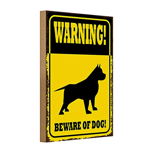 Holzschild Spruch 20x30cm Hund Warning beware of dog