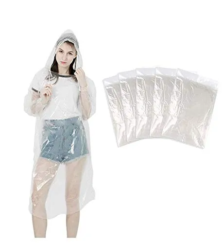 LEBEXY Regenponcho Regencape Einmal Einweg, Transparent, 5er Pack