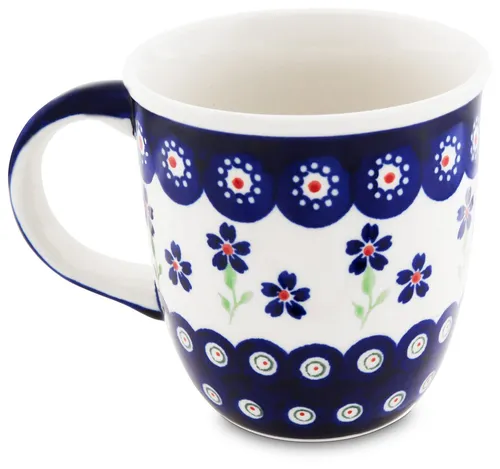 Bunzlauer Keramik Kaffeebecher 350 ml Dekor 912 - Hochwertiger 350 ml Kaffeebecher aus handgefertigter Bunzlauer Keramik. Ideal für Heißgetränke, spülmaschinen- und mikrowellengeeignet. Dekorativ im Landhausstil, perfekt für jedes Zuhause.