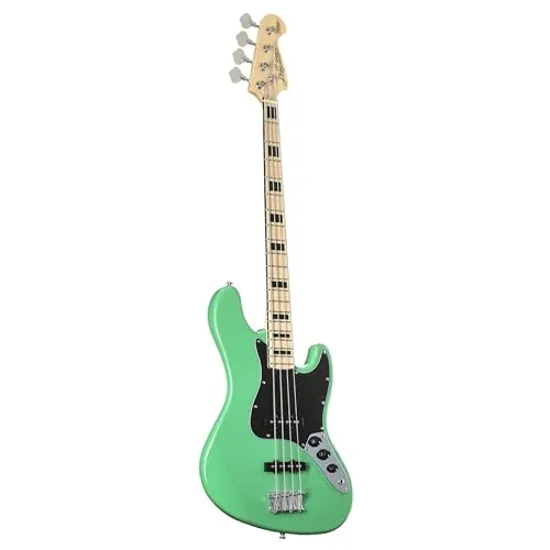 J & D JB Vintage 1975 SFGR Surf Green E-Bass - E-Bass im Vintage-Style mit Single-Coil Pickups und passiver Elektronik für vielseitige Klänge, ideal für Anfänger und Profis.