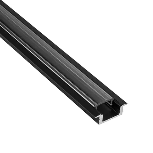 tktrading24 A25 LED Profil Schwarz mit Abdeckung - Premium Einbauprofil - 1m klar