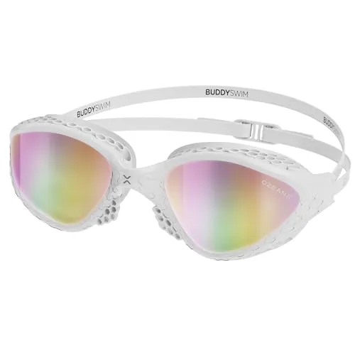 Buddyswim Schwimmbrille OzeanX. Schwimmbrille Herren mit UV400-Schutz. Antibeschlag Schwimmen Zubehör Damen. Swimming Goggles mit XVISION Panorama-Gläsern. Hydrodynamische Passform für Schwimmen.