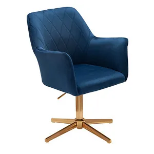 Wohnling Loungesessel WL6.307 - Drehstuhl in Blau mit Samtbezug - Eleganter Drehstuhl mit 360 Grad Drehfunktion, pflegeleichtem Samtbezug und einem stabilen Fußkreuz aus Metall. Ideal für stilvolle Lounges oder Home Offices.