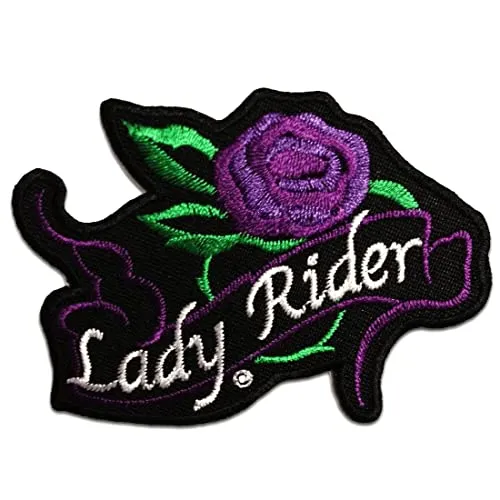 Catch the Patch Lady Rider Biker - (Größe: 9 x 7 cm) – Stickpatch – Ideal für Kutte, Rockerjacke, Jeansweste, Kleidung & Accessoires – Robuster Patch für Erwachsene