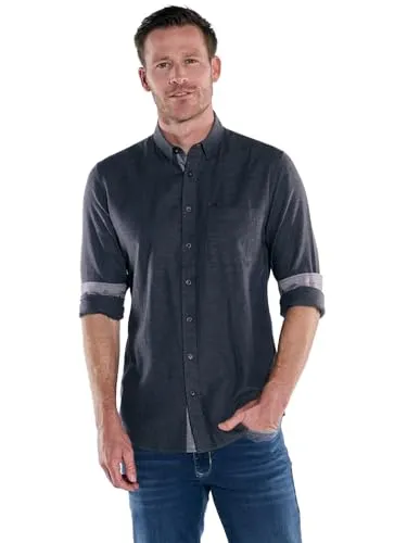 engbers Herren Langarm-Hemd kariert, Saphirblau, Größe XXL - Sportives Langarmhemd aus hochwertigem Twill mit angerauter Oberfläche. Ideal für den Alltag, mit aufgesetzter Brusttasche und dezenten Kontrastdetails.