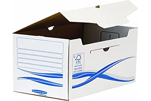 Bankers Box Archivschachtel 10-er Pack A4+ - Ordner-Ablagesysteme für Firmen & Büros, umweltfreundlich aus 100% recyceltem Karton, ideal zur sicheren Aufbewahrung von A4 und A4+ Dokumenten.