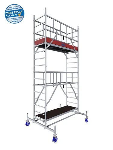 KRAUSE ProTec AH 5,30 m - Alu-Fahrgerüst - Leiter & Treppe, nach neuer Norm DIN EN 1004-1 zertifiziert, ideal für sichere Arbeiten in der Höhe.