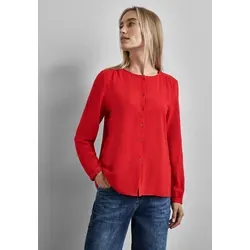 STREET ONE Damen A345113 Strukturbluse mit Stickerei - Autumn Red, Größe 46 EU - Damenbluse mit eleganter Schulterstickerei, Rundhals und Knopfleiste für einen modischen Look. Ideal für Freizeit und Büro.
