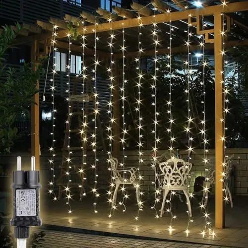 Salcar LED-Lichterkette - 2x3m Warmweiß Lichtvorhang, 8 Beleuchtungsmodi und Timer für festliche Stimmung