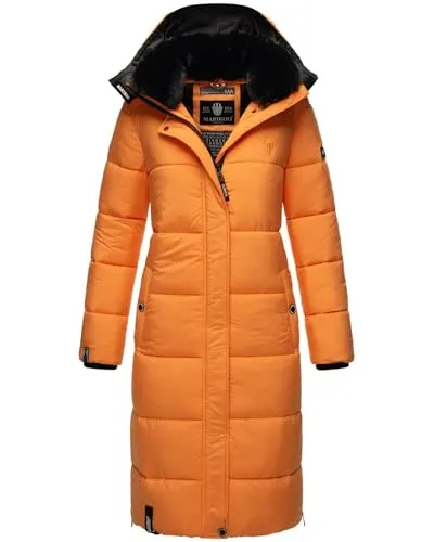 MARIKOO Damen Winter Steppjacke Lang B936 [B936-Relizi-Apricot-Sorbet-Gr.XS]
