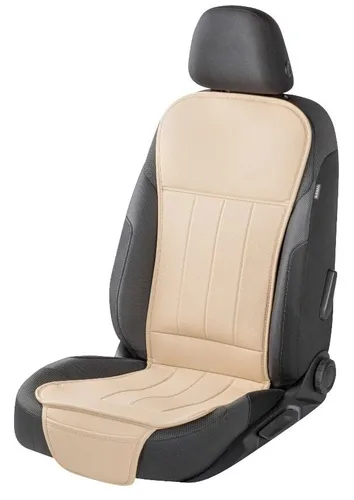 Walser Autositzauflage Lewis, Beige Universelle PKW-Sitzauflage - Hochwertige Sitzauflage aus perforiertem Kunstleder für maximalen Komfort, geeignet für Autositze mit Seitenairbag. Praktische Tasche und Anti-Rutsch Noppen für sicheren Halt.