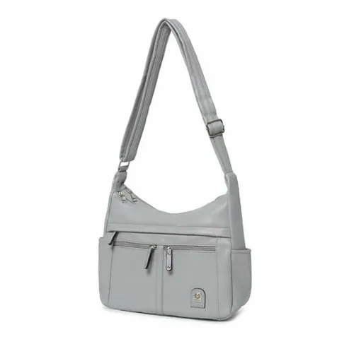ITALYSHOP24 Schultertasche Damen Tasche Vintage Shopper Umhängetasche Handtasche CrossOver Reise, Crossbody Leder Optik Reisetasche Henkeltasche City Bag Beuteltasche
