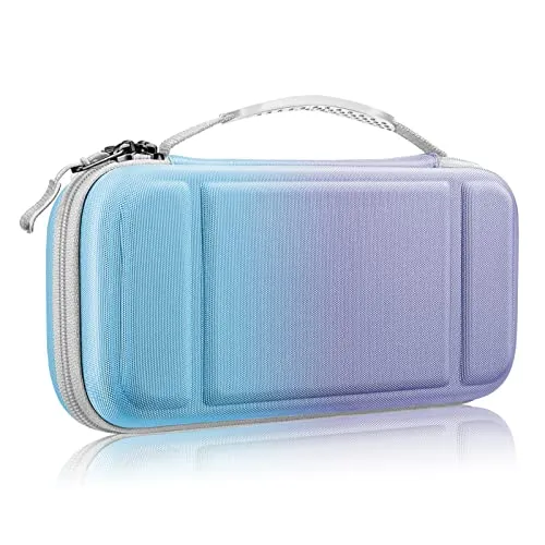 FINTIE Tragetasche Kompatibel mit Nintendo Switch 2017 /Switch OLED Modell 2021- [Stoßfeste] Hartschalen Aufbewahrung mit 10 Spielkartenhaltern, Reisetasche für Konsole und Zubehör, Abend Ombre