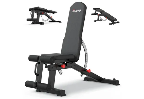 JOROTO Hantelbank MD65 - Verstellbar & Klappbar - Multifunktionale Trainingsbank für Zuhause, bietet eine hohe Belastbarkeit bis zu 600 kg und ermöglicht vielseitige Trainingsmöglichkeiten.