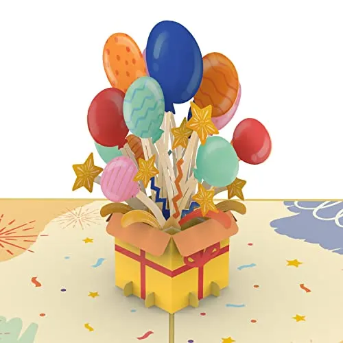 papercrush® Pop-Up Karte Geburtstag mit Geschenk & Luftballons