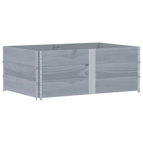 vidaXL Paletten-Aufsatzrahmen 3 Stk. Grau 150x100 cm aus Massivholz - Robuster Geräteschuppen aus massivem Kiefernholz, stapelbar und faltbar für platzsparenden Transport. Ideal zur vielseitigen Nutzung im Garten oder als Hochbeet.