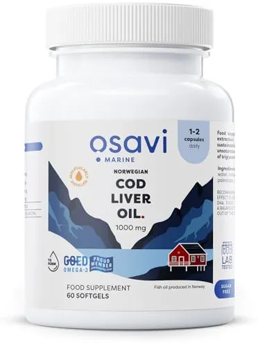 Osavi Norwegian Cod Liver Oil Softgels, 1000mg (Lemon) - 60 softgels
