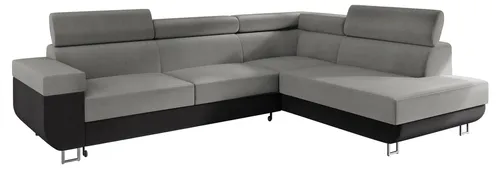 Mirjan24 Ecksofa Grau - Rechtsmontierbar, L-Form, 253x188 cm - Stylisches Ecksofa für Wohnzimmer mit Schlaffunktion und Bettkasten. Perfekt für Gästeübernachtungen und platzsparend.