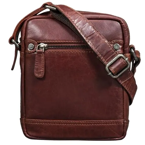STILORD 'Pepe' Vintage Schultertasche Herren - Kompakte Leder Umhängetasche - Elegante Messenger-Bag aus vegetabil gegerbtem Rindsleder mit 5 Fächern für optimale Organisation. Ideal für Männer, die Stil und Funktionalität schätzen. Verstellbarer Schultergurt für flexibles Tragen.