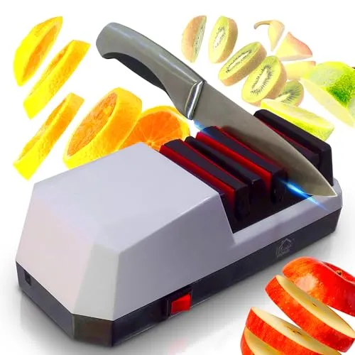 STREND PRO Messerschärfer Elektrisch | 3-Stufiges Schärfen für Eine Perfekt Scharfe Klinge | Messerschleifer Elektrisch für Schnelles und Einfaches Schärfen | Messer Schleifgerät Diamant