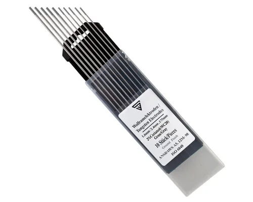 STAHLWERK Wolframelektroden WC20 Grau Set - 10 Stück (5 x 1,6 mm + 5 x 2,4 mm) - Vielseitiges Wolframelektroden-Set für Schweißanwendungen: 1,6 mm und 2,4 mm Durchmesser, hohe Standzeit und Strombelastbarkeit, ideal für verschiedene Materialien. Verpackt in praktischer Kunststoffbox.