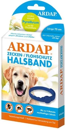 ARDAP Zecken- und Flohschutzhalsband für große Hunde ab 25 kg - effektiver Schutz mit natürlichem Pyrethrum, ideal für Welpen und große Hunde